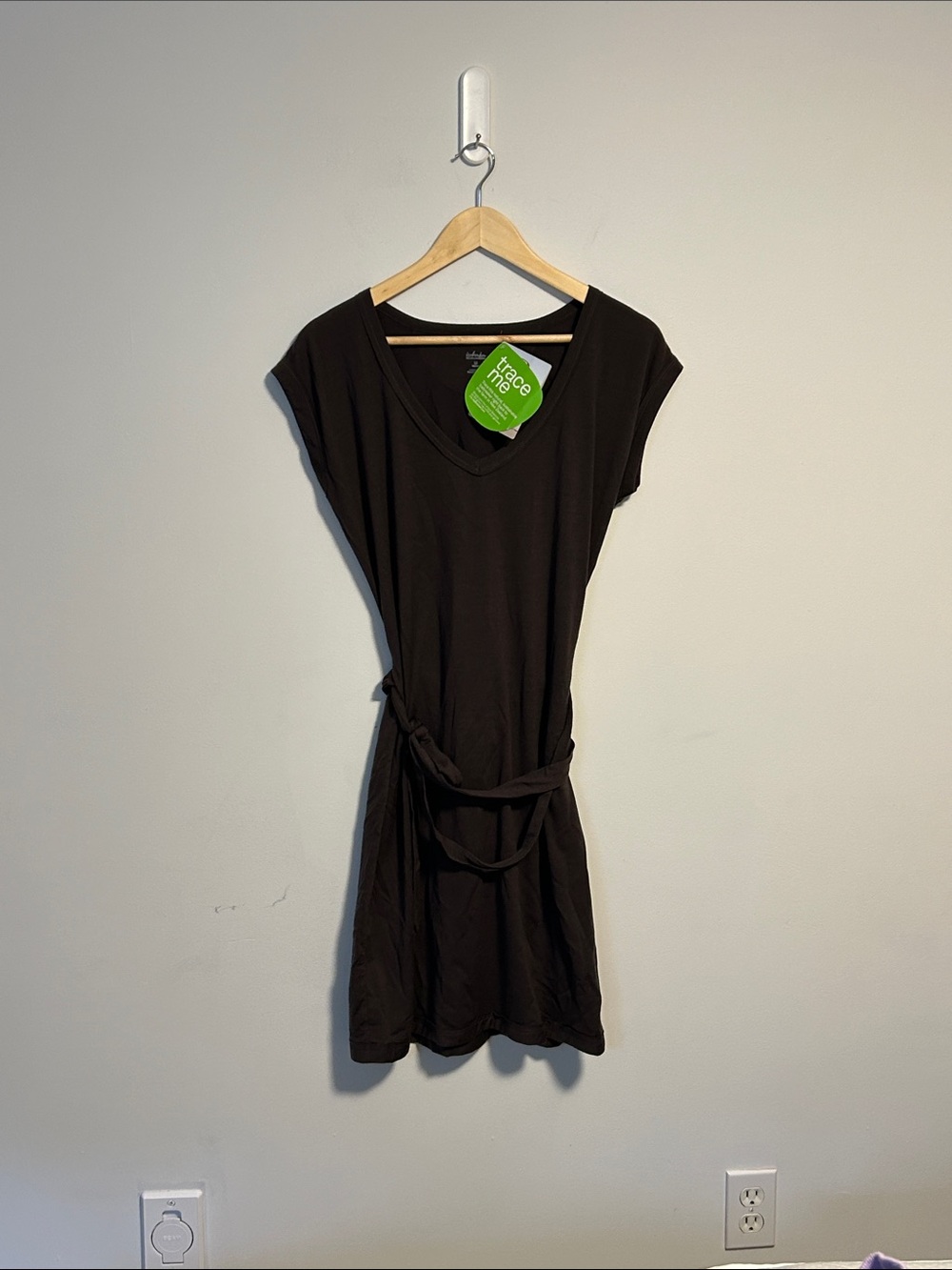 Icebreaker Black V-Neck Tie-Waist Mini Dress